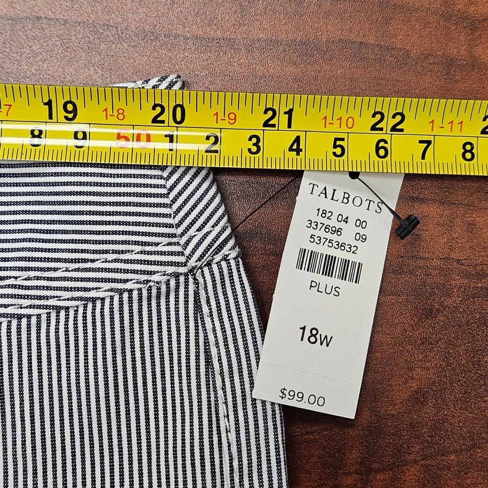 Talbots Wide Leg Crop Chino Women 18W Blue White NWT Pinstripe Cotton Trousers - Picture 3 of 10